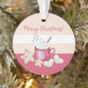 Cute Christmas Hot Cocoa And Cookies Watercolor Ornament