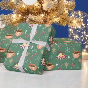 Cute Christmas Hot Cocoa Party Pattern Wrapping Paper