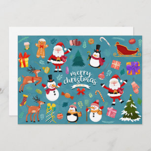 Cute Christmas icons Holiday Card