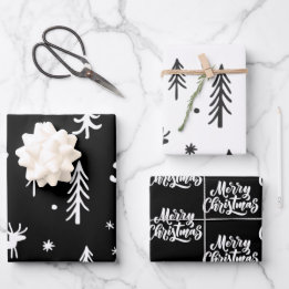 Cute Christmas Illustrations Simple Pattern Wrapping Paper Sheet