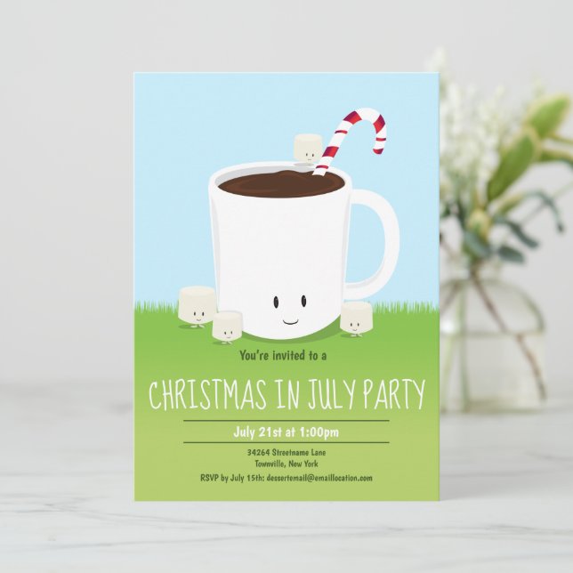 Cute Christmas in July Party Invitation (Standing Front)