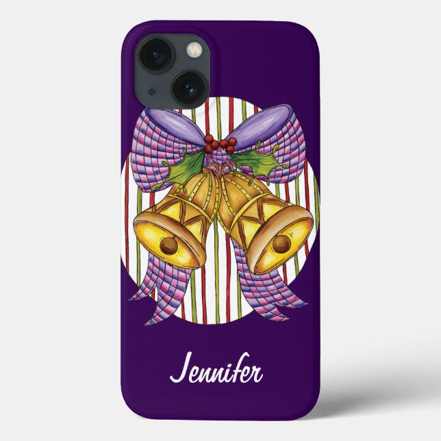Cute Christmas Jingle Bells with Ribbon and Bow Case-Mate iPhone Case (Back)