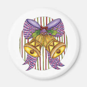 Cute Christmas Jingle Bells with Ribbon and Bow Magnet