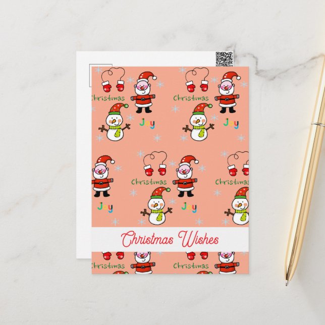 cute Christmas joy Postcard (Front/Back In Situ)