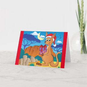 Cute Christmas Kangaroo Folded Holiday Card