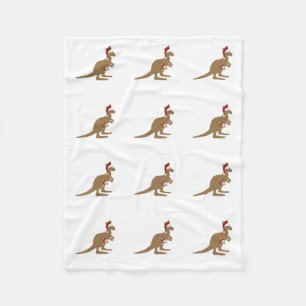 Cute Christmas Kangaroos Fleece Blanket