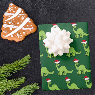 Cute Christmas Kids Dinosaur Santa Wrapping Paper Sheet
