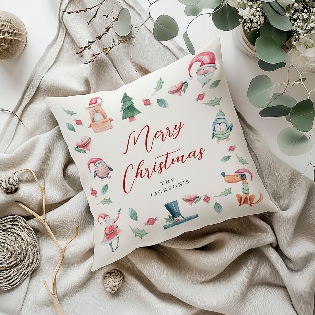 Cute Christmas Kids Holiday Cushion (Creator Uploaded)