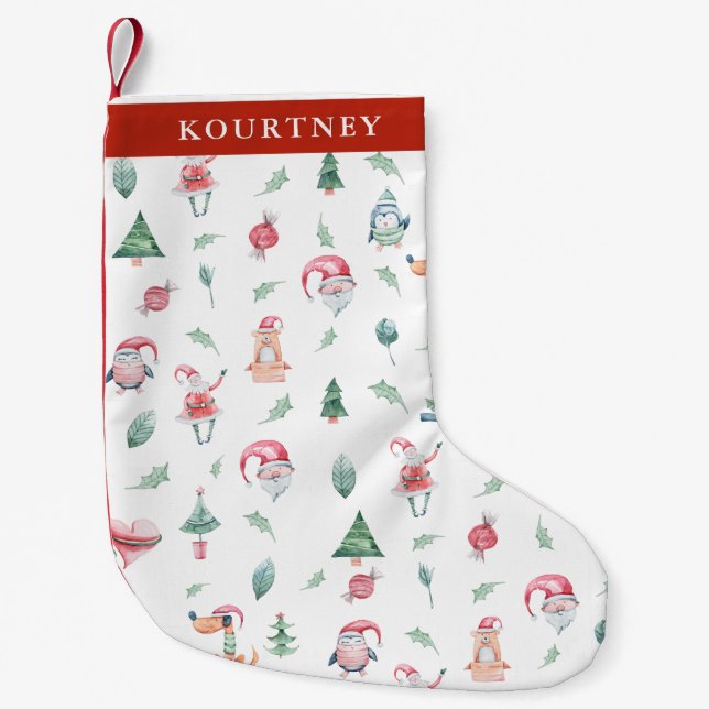 Cute Christmas Kids Holiday Party  Small Christmas Stocking (Front)