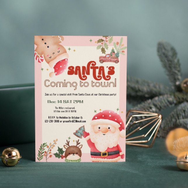 Cute christmas kids Santa holiday party invitation (Creator Uploaded)