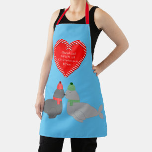 Cute Christmas Kissing Seals Apron