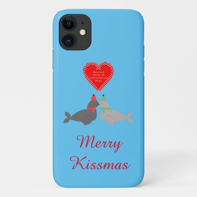 Cute Christmas Kissing Seals Case-Mate iPhone Case (Back)