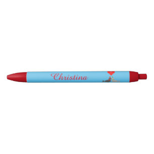 Cute Christmas Kissing Seals Custom Black Ink Pen