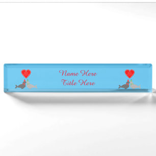 Cute Christmas Kissing Seals Custom Nameplate