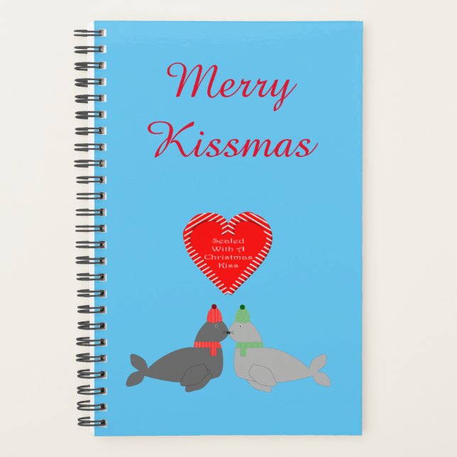 Cute Christmas Kissing Seals Custom Planner (Front)