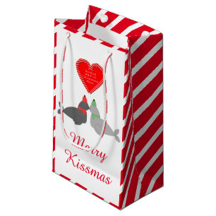 Cute Christmas Kissing Seals Custom Small Gift Bag