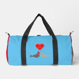 Cute Christmas Kissing Seals Duffle Bag