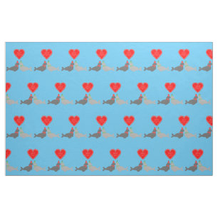 Cute Christmas Kissing Seals Fabric