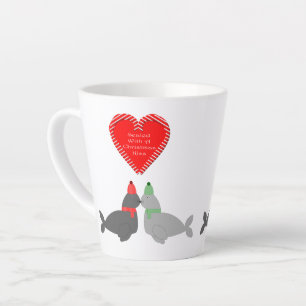 Cute Christmas Kissing Seals Latte Mug