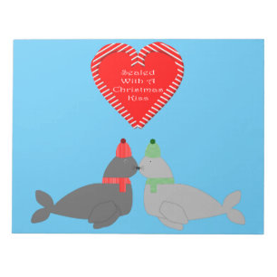 Cute Christmas Kissing Seals Notepad