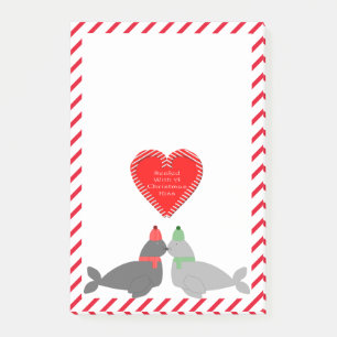 Cute Christmas Kissing Seals Post-it Notes