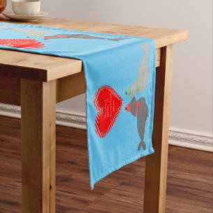 Cute Christmas Kissing Seals Short Table Runner