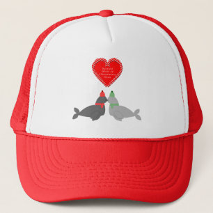 Cute Christmas Kissing Seals Trucker Hat