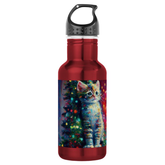 Cute Christmas Kitten  532 Ml Water Bottle (Front)