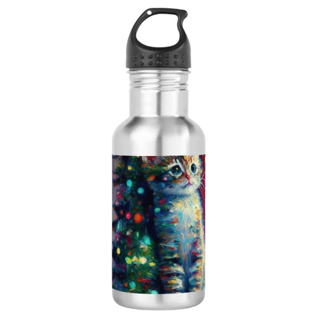 Cute Christmas Kitten  710 Ml Water Bottle (Front)
