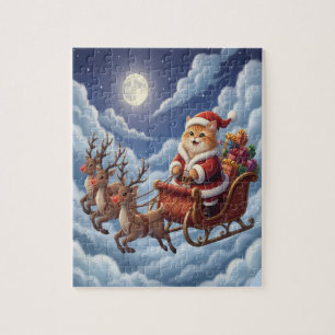Cute Christmas Kitten and Reindeer Jigsaw Puzzle