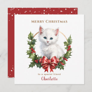 Cute Christmas Kitten Cat Lover Christmas Card