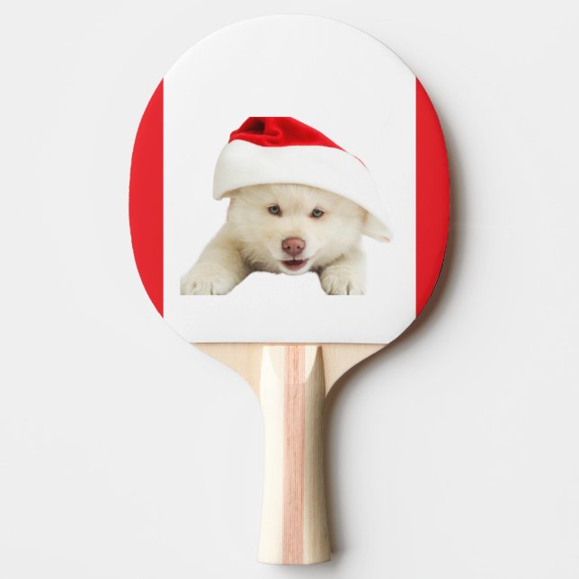 Cute Christmas Kitten & Heart Line Art Ping Pong Paddle (Front)
