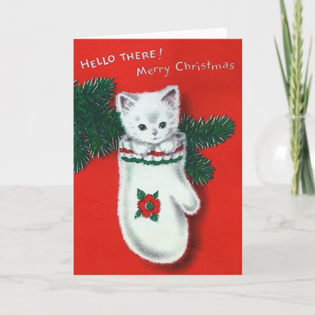 Cute Christmas Kitten Holiday Card (Front)