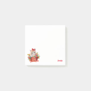 Cute Christmas Kitten in a Basket Post-it Notes