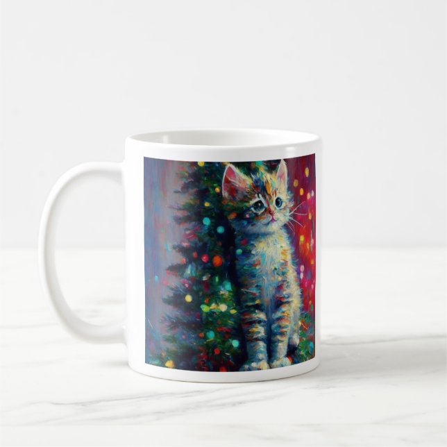 Cute Christmas Kitten | Merry Kit-Mas Coffee Mug (Left)