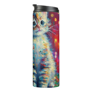 Cute Christmas Kitten   Merry Kit-Mas Thermal Tumbler