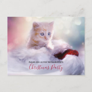 Cute Christmas Kitten Party Invite Postcard