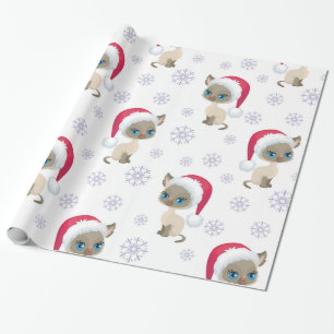Cute Christmas Kitten Pattern Wrapping Paper