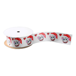 Cute Christmas Kitten Satin Ribbon