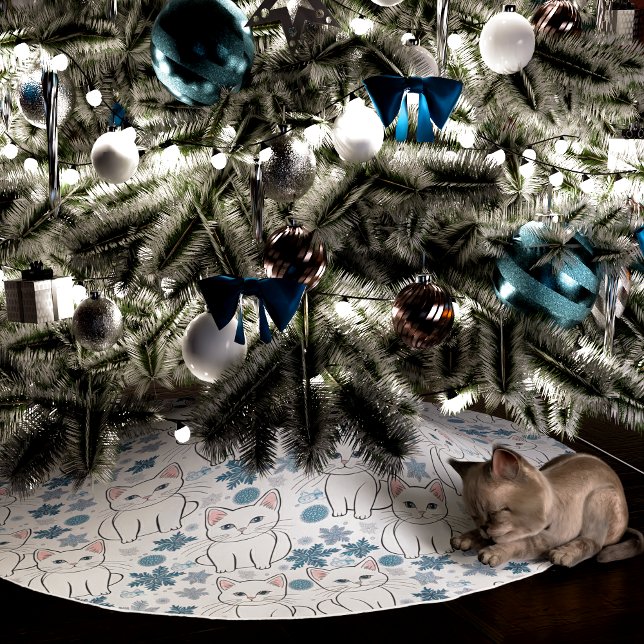 Cute Christmas Kittens Brushed Polyester Tree Skirt (Creator Uploaded)
