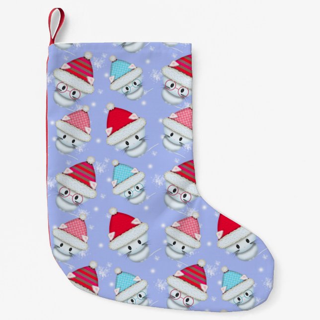 Cute Christmas Kitties Small Christmas Stocking (Front)