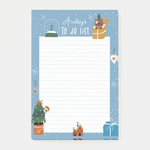 Cute Christmas Kitty Cat Customisable To Do List Post-it Notes