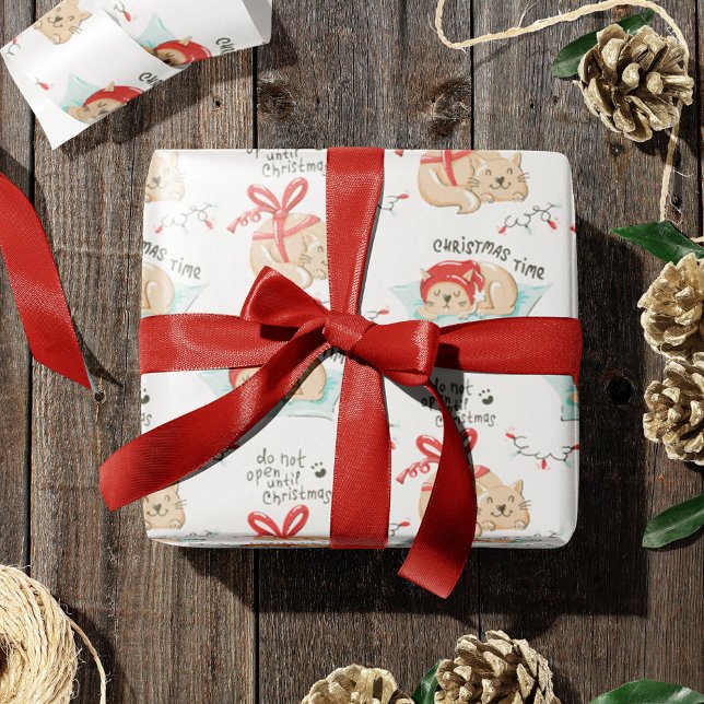 Cute Christmas Kitty Cat Pattern Wrapping Paper (Creator Uploaded)
