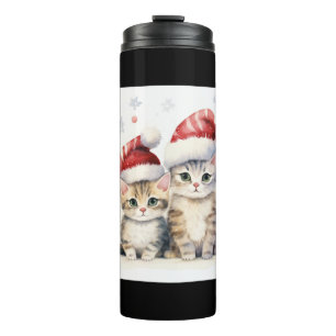 Cute Christmas Kitty Thermal Tumbler