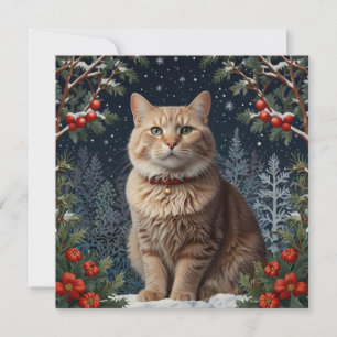 Cute Christmas kitty winter holiday greenery 