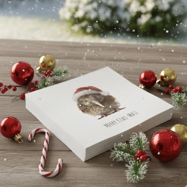 Cute Christmas Kiwi, custom Napkin (Creator Uploaded)