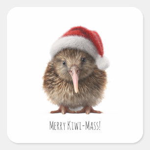 Cute Christmas Kiwi, custom Square Sticker