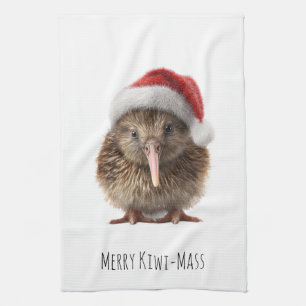 Cute Christmas Kiwi, custom Tea Towel