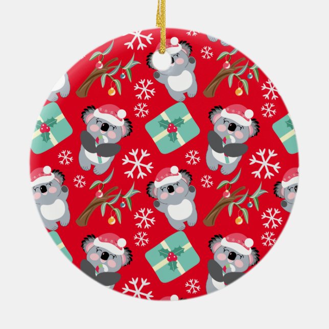 Cute Christmas Koala Ceramic Ornament (Back)