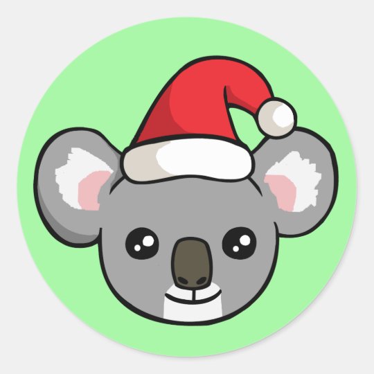 Cute Christmas Koala in Santa Hat Drawing Stickers | Zazzle.com.au